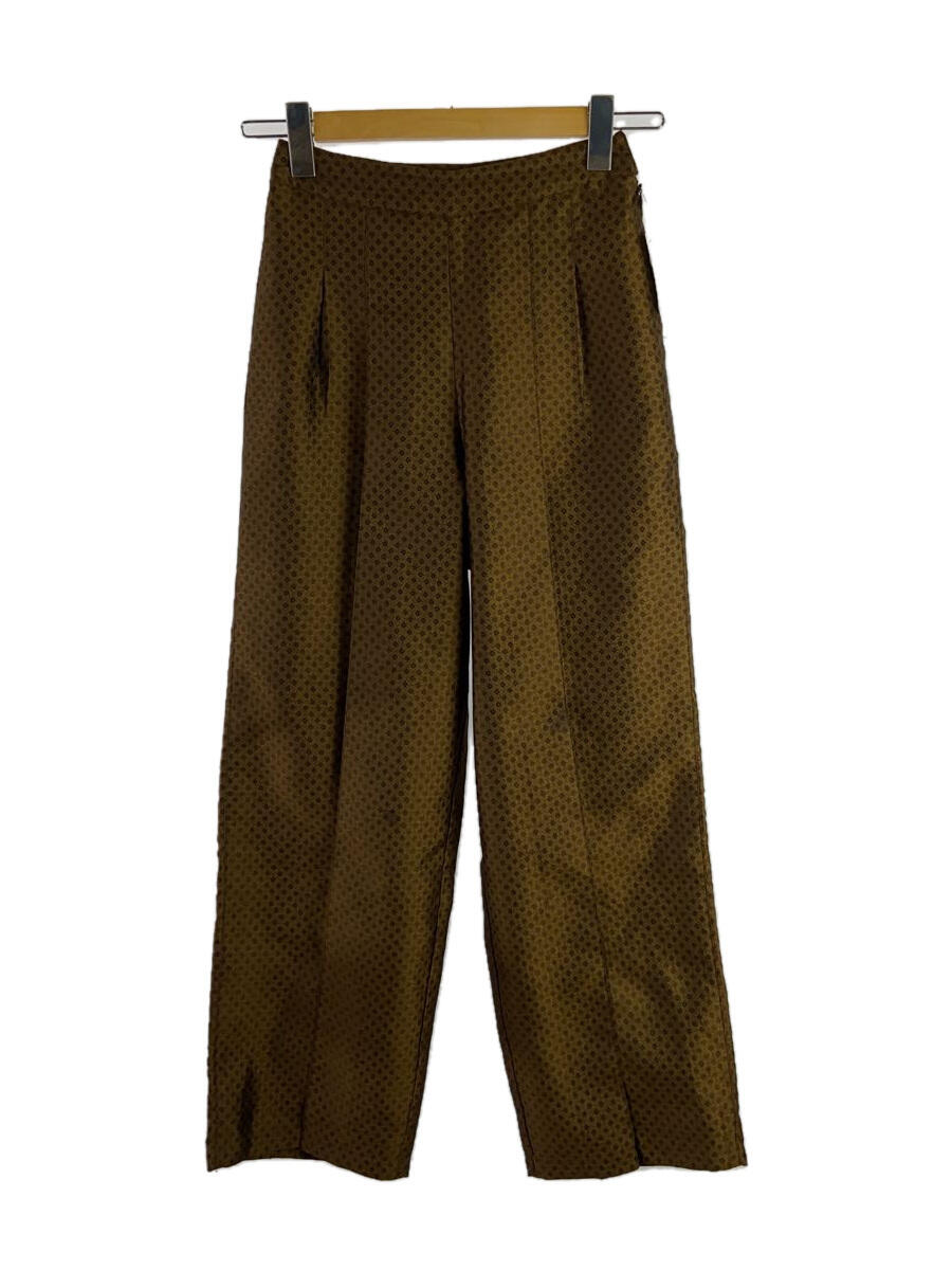 【中古】TODAYFUL◆Satin Jacquard Trousers/ワイドパンツ/36/ポリエステル/BRW/総柄/120107【レディースウェア】