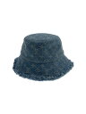【中古】LOUIS VUITTON◆バケットハット/--/デニム/BLU/モノグラム/メンズ/M7850M【服飾雑貨他】