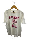 【中古】STUSSY◆シャネルモチーフ/N4/Tシャツ/L/コットン/WHT【メンズウェア】