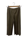 【中古】PLEATS PLEASE ISSEY MIYAKE◆プリーツガウチョパンツ/ボトム/3/ポリエステル/KHK/PP51-JF403【レディースウェア】