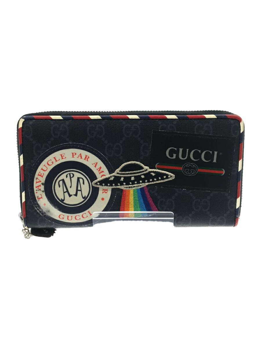 【中古】GUCCI◆ナイトクーリエ/長サイフ_GGスプリーム/ブラック/496342 9F25N 1073