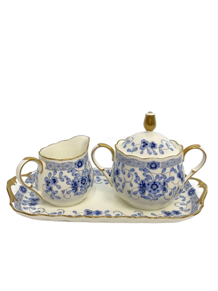 【中古】NARUMI◆洋食器/3点セット/ブルー/ミラノシリーズ/ポット、クリーマー、トレーセット/ナルミ【キッチン用品】