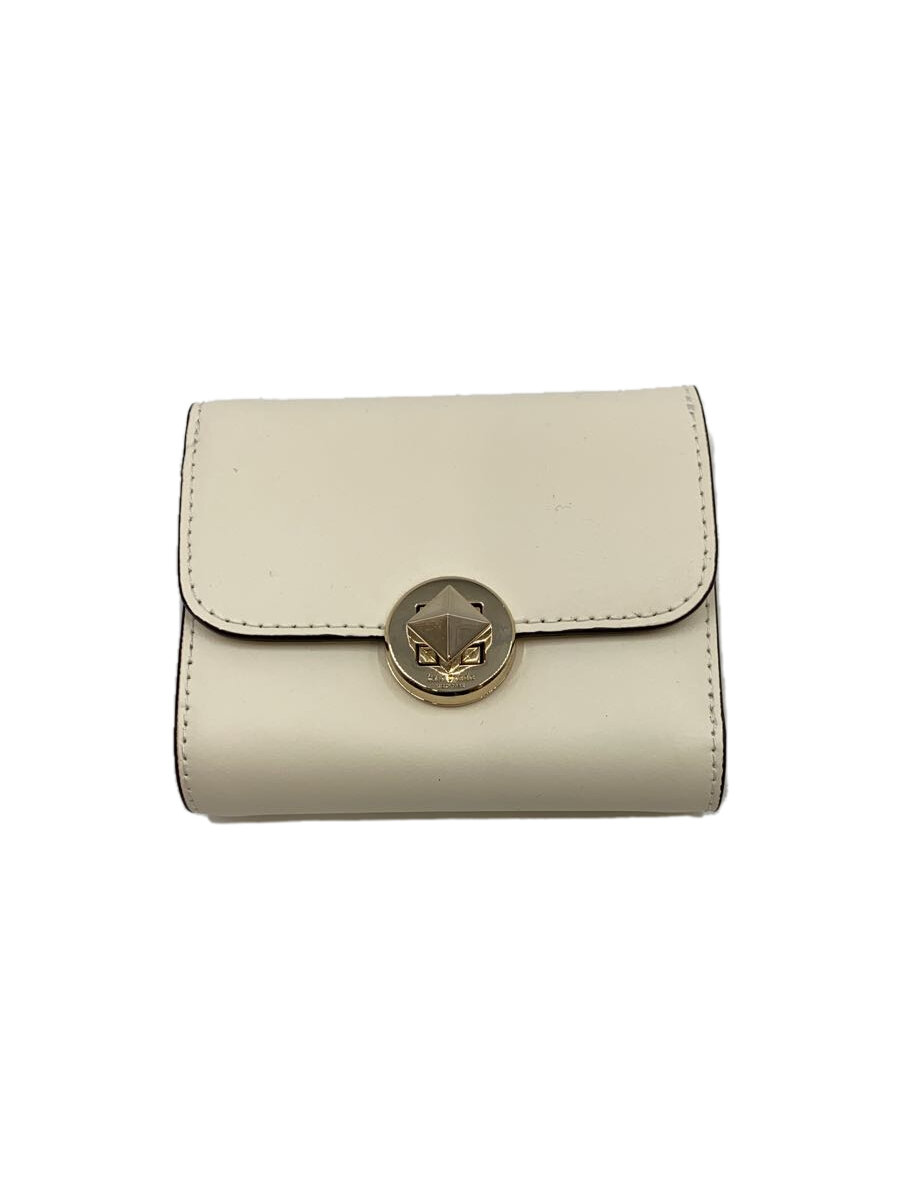 【中古】kate spade new york◆3つ折り財布/レザー/WHT/無地/レディース【服飾雑貨他】