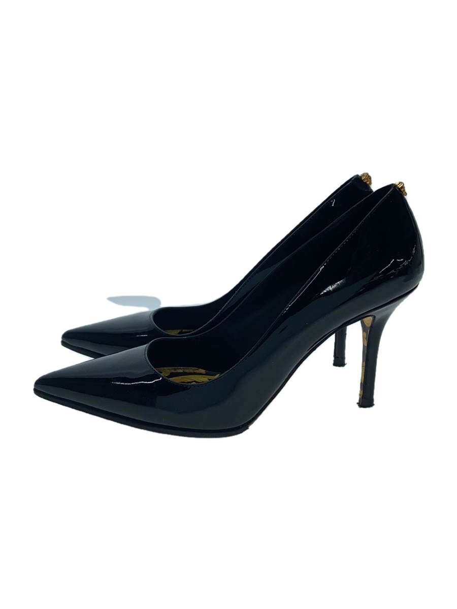 【中古】VERSACE◆メデューサ/パテント/パンプス/36.5/BLK/エナメル【シューズ】