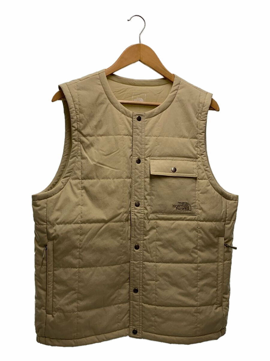 【中古】THE NORTH FACE◆MEADOW WARM VEST_メドウウォームベスト/L/ポリエステル/BEG【メンズウェア】