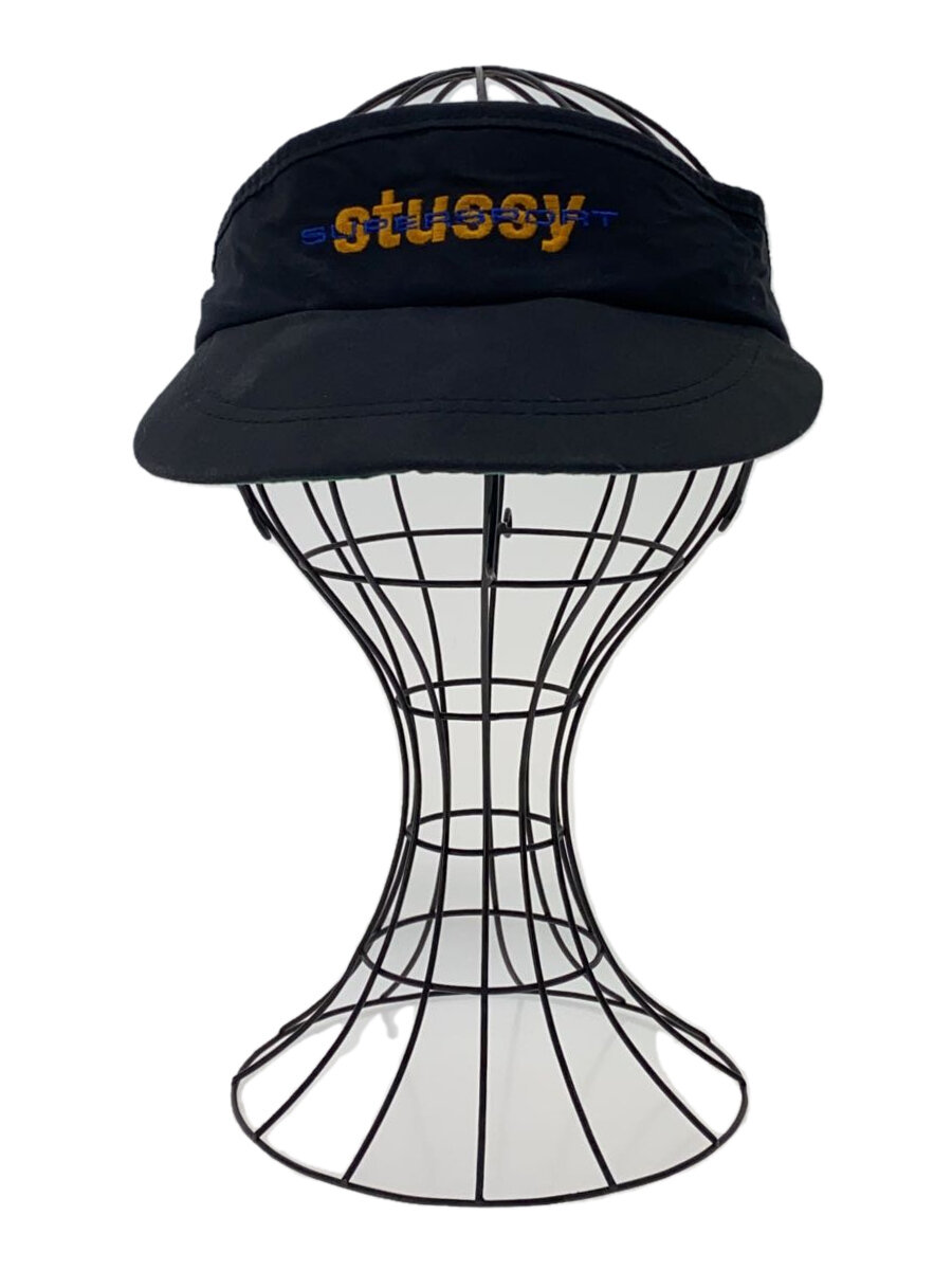 【中古】STUSSY◆usa製/状態考慮/90s/白タグ/サンバイザー/ヘッドウェア/コットン/BLK/無地【服飾雑貨他】