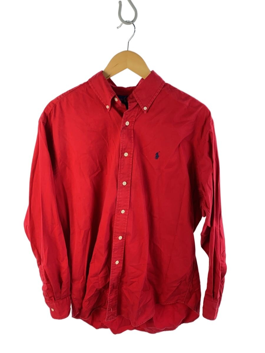 Rakuten - 【中古】POLO RALPH LAUREN◆BLAKE/長袖シャツ/M/コットン/レッド/無地//【メンズウェア】