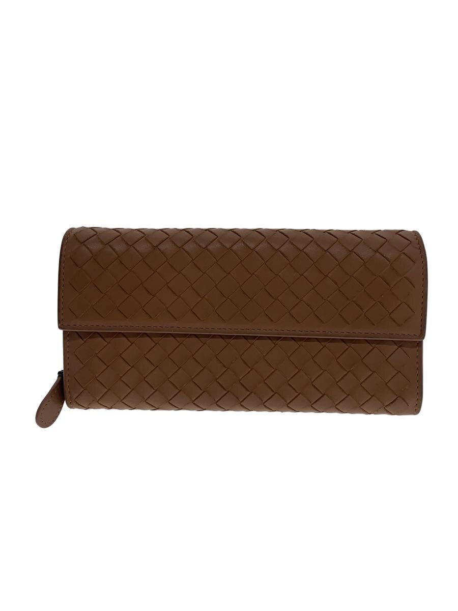 【中古】BOTTEGA VENETA◆長財布/--/BEG/無地/レディース【服飾雑貨他】