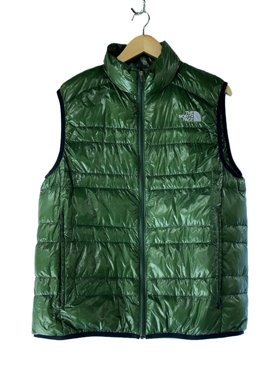 【中古】THE NORTH FACE◆ダウンベスト_ND18170/XL/ナイロン/グリーン/無地【メンズウェア】