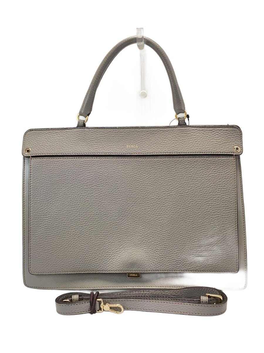 Furla - 【中古】FURLA◆3Way/トートバッグ/レザー/グレー/スレ有【バッグ】