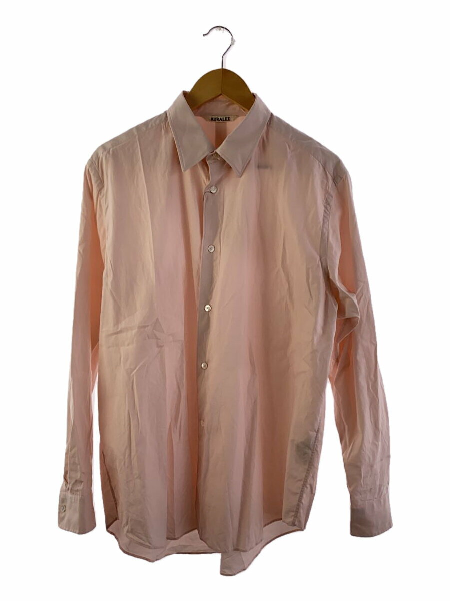 【中古】AURALEE◆長袖シャツ/4/コットン/PNK/A23AS01TN【メンズウェア】