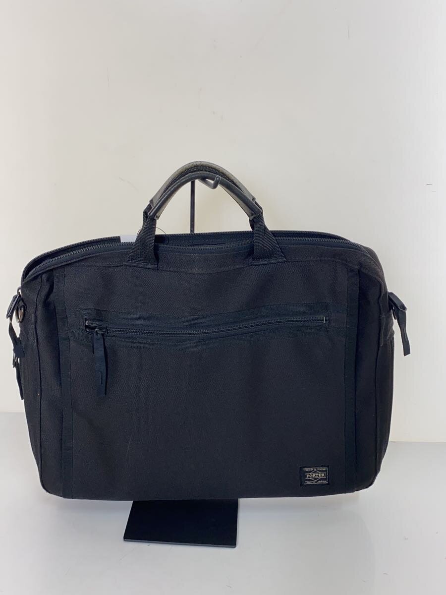 【中古】PORTER◆ブリーフケース/キャンバス/BLK/無地【バッグ】