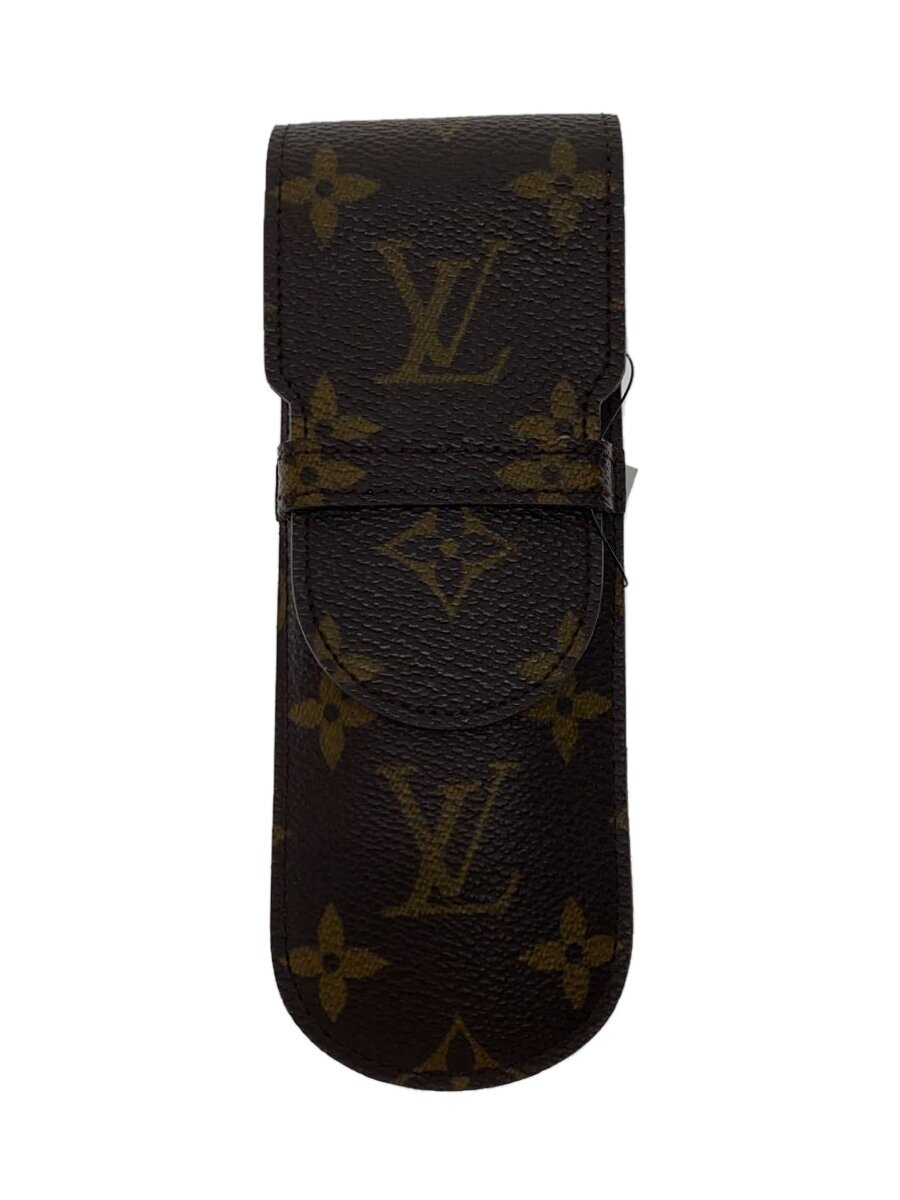 【中古】LOUIS VUITTON◆エテュイ・スティロ_モノグラム・キャンバス_BRW/レザー/BRW/レディース【服飾雑貨他】