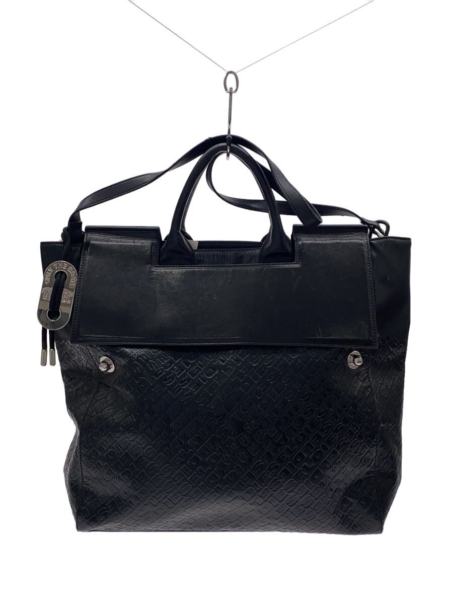 【中古】DIESEL◆トートバッグ/レザー/BLK/モノグラム/P4284【バッグ】