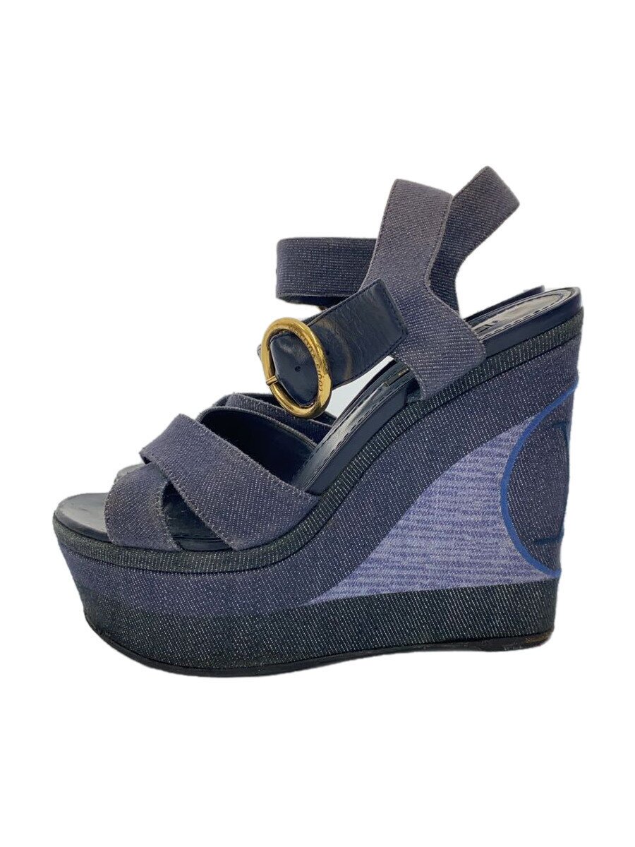 【中古】LOUIS VUITTON◆ファブリックウェッジソール/サンダル/38/IDG/vibram ...