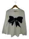 【中古】COMME des GARCONS◆22SS/中綿ふくれリボンデザインポリニット/AD20長袖カットソー/M/ポリエステル/WHT/【レディースウェア】