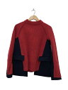 【中古】sacai◆メルトンドッキング/ニットプルオーバー/ポケット/セーター/2/ウール/レッド/19-04537【レディースウェア】