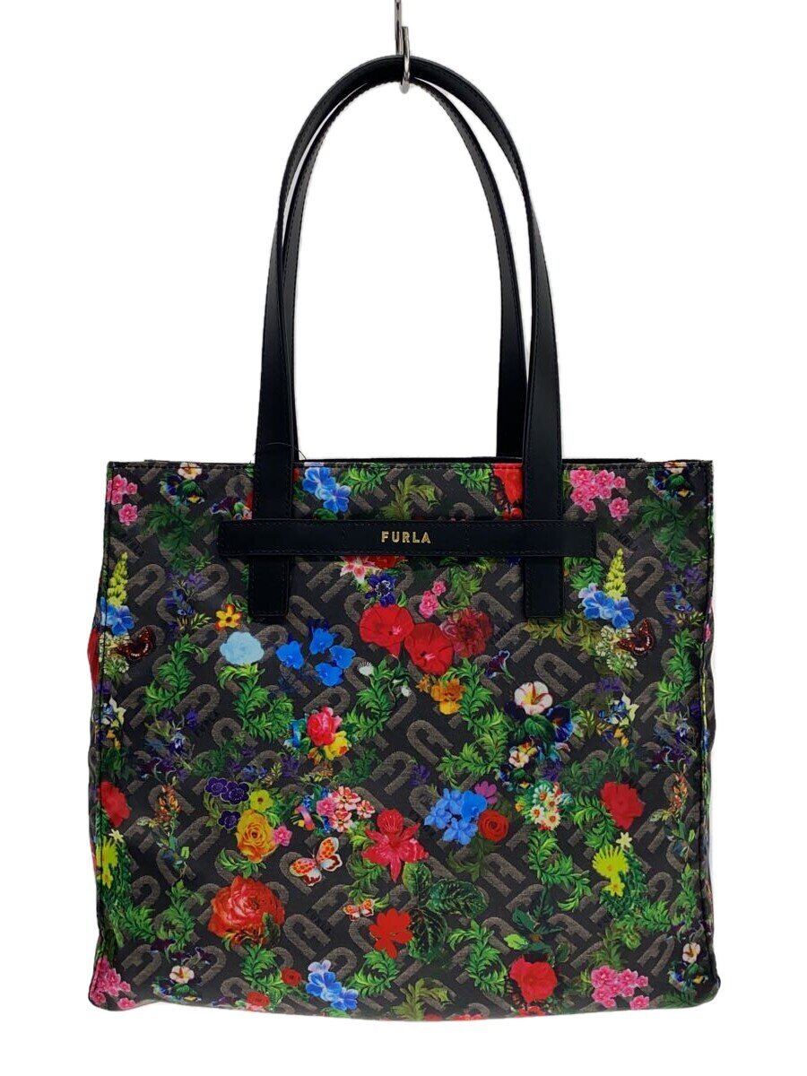 【ラスト1】FURLA ロゴ 花柄キャンバスショルダー付ハンドバッグ 2345020696115-01.jpg
