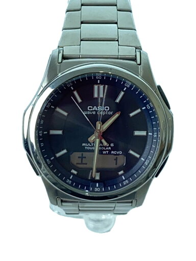 【中古】CASIO◆ソーラー腕時計・WAVECEPTOR/デジアナ/SLV【服飾雑貨他】 【中古】CASIO◆ソーラー腕時計・WAVECEPTOR/デジアナ/SLV【服飾雑貨他】