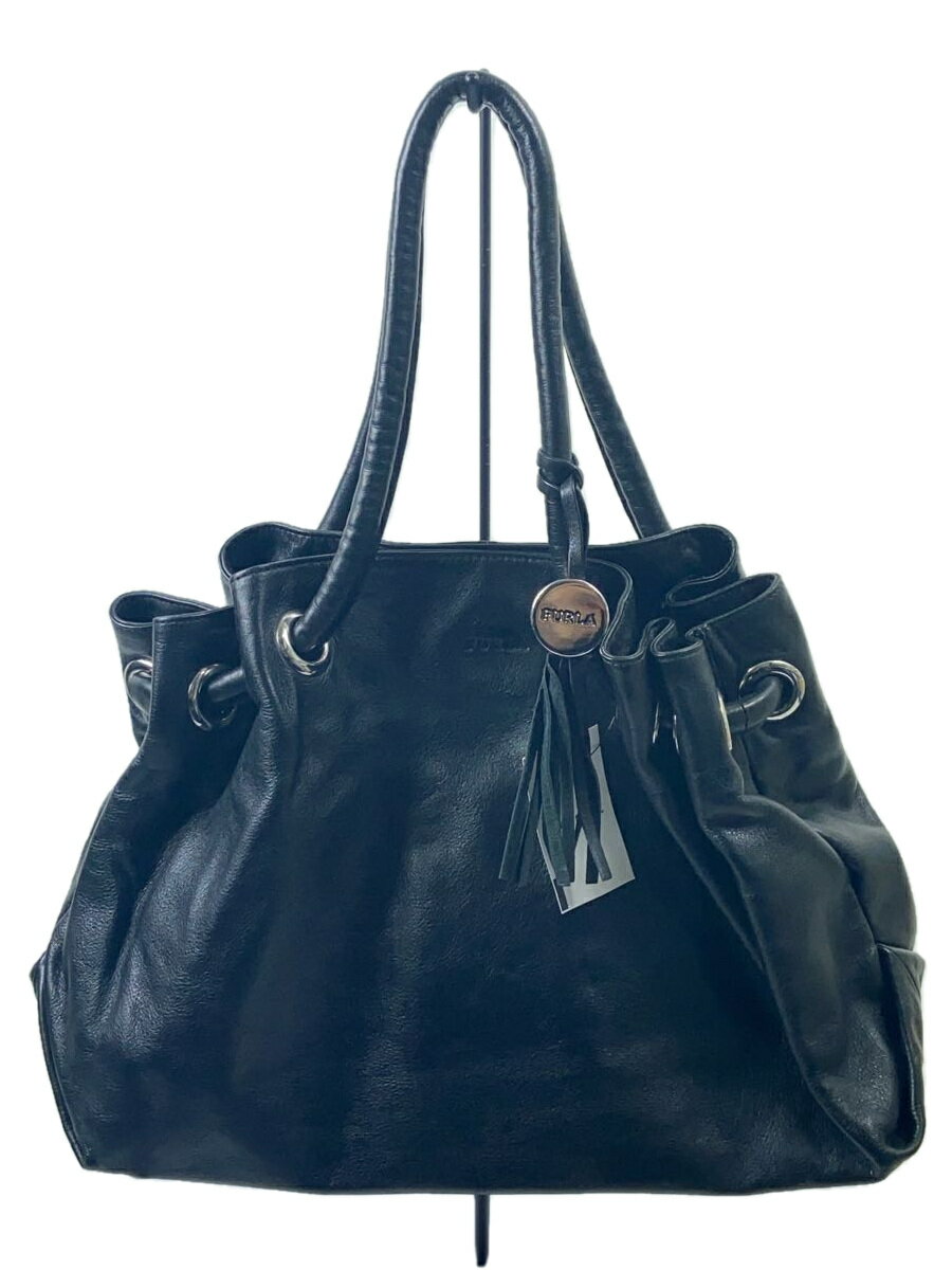 【中古】FURLA◆ハンドバッグ/レザー/BLK【バッグ】