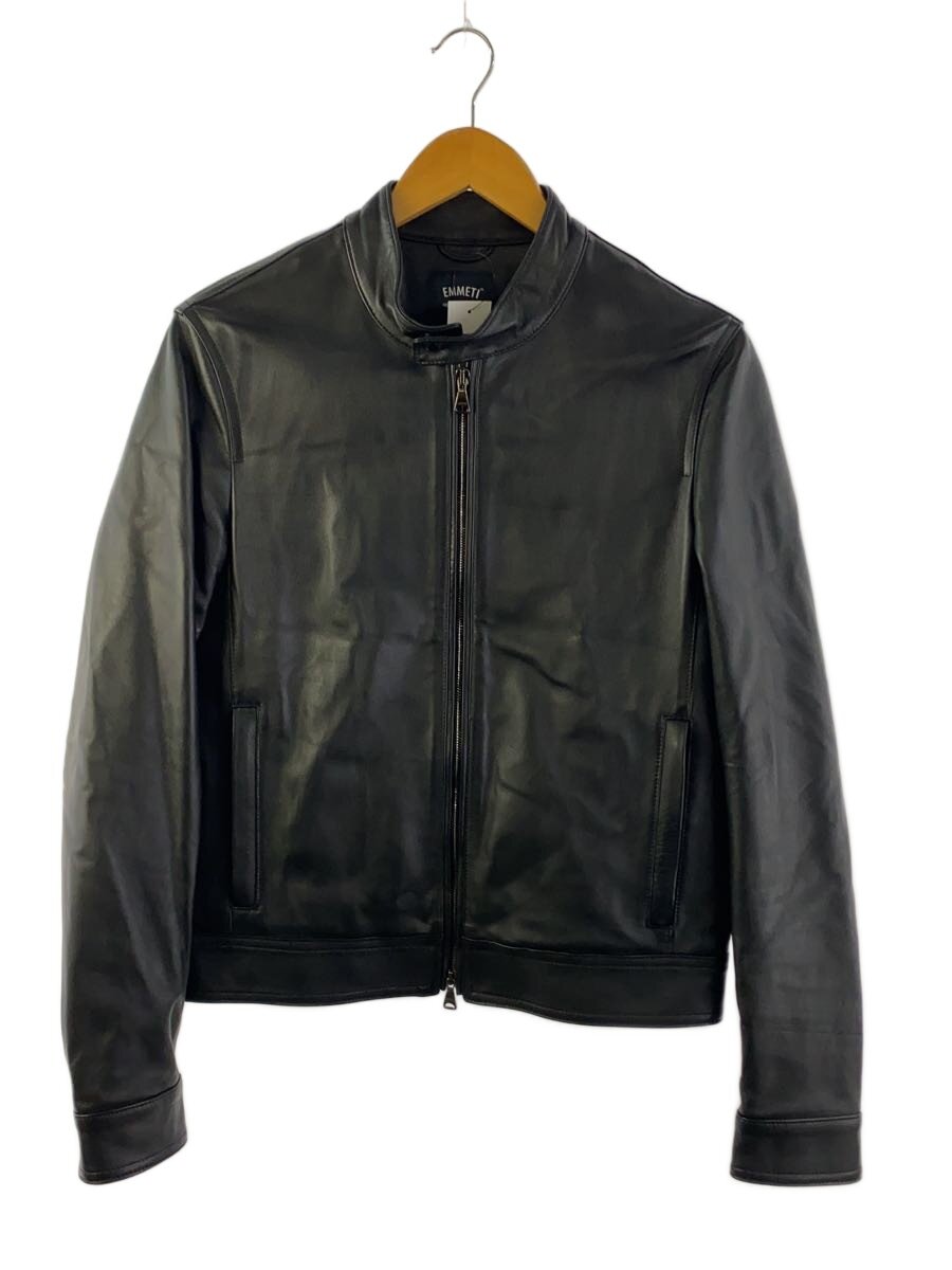 【中古】EMMETI◆LAMBSKIN/シングルライダース/46/レザー/BLK/GIAPPONE-078【メンズウェア】