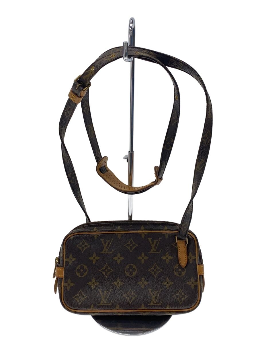 【中古】LOUIS VUITTON◆ポシェット・マルリー・バンドリエール_モノグラム・キャンバス/PVC/BRW【バッグ】