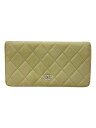 【中古】CHANEL◆長サイフ_マトラッセ_キャビアスキン_フラップ_CRM/牛革/CRM/レディース/A31509【服飾雑貨他】