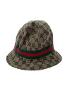 【中古】GUCCI◆ハット/XL/コットン/BEG/総柄/メンズ【服飾雑貨他】