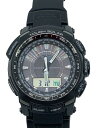 【中古】CASIO◆ソーラー腕時計・PROTREK/デジアナ/ラバー/BLK/BLK【服飾雑貨他】