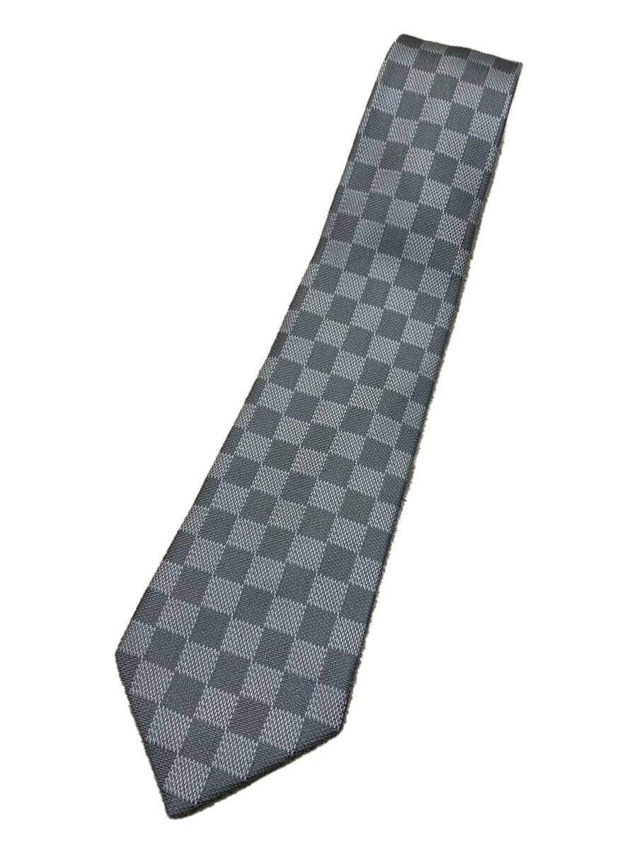 【中古】LOUIS VUITTON◆ダミエクラシック/ネクタイ/シルク/シルバー/M71214//【服飾雑貨他】