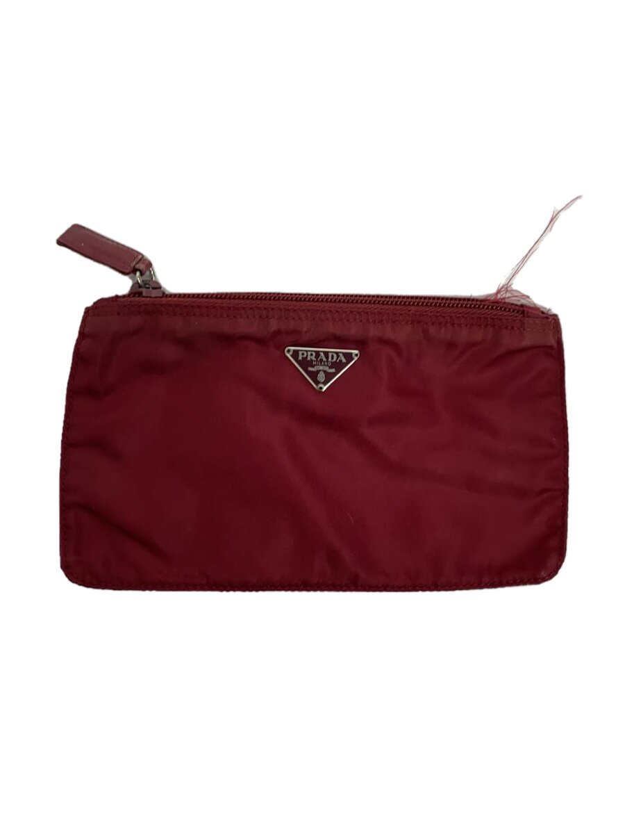 【中古】PRADA◆ポーチ/ナイロン/RED/無地//【バッグ】
