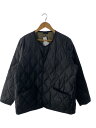 TAION◆U NECK BUTTON JACKET/キルティングジャケット/XXL/ポリエステル/BLK/104B2ML-1