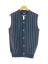 【中古】COMME des GARCONS HOMME DEUX◆23SS/AD2022/ストライプトップ/タグ付/ニットベスト/M/ポリエステル/BLK/DK...