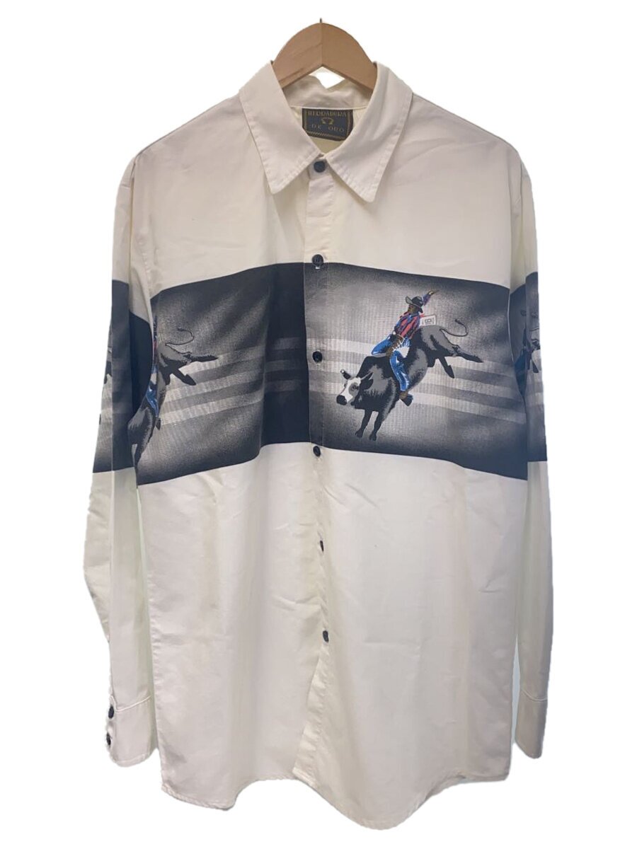HERRADURA/USA製/長袖シャツ/XL/コットン/ホワイト/ロデオプリント