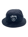 【中古】STUSSY◆バケットハット/M/コットン/BLK/無地/レディース/94974【服飾雑貨他】
