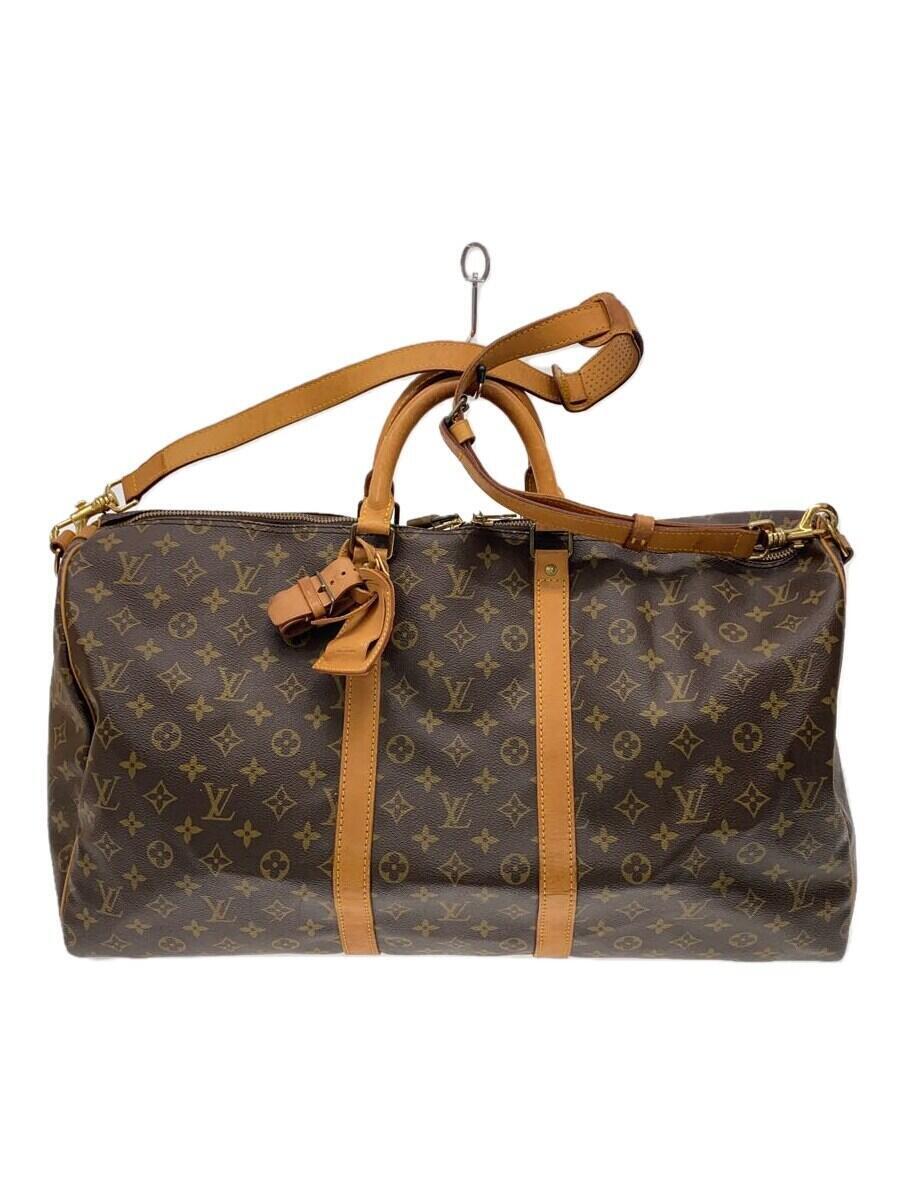 LOUIS VUITTON - 【中古】LOUIS VUITTON◆キーポル・バンドリエール55_モノグラム・キャンバス_BRW/PVC/BRW【バッグ】