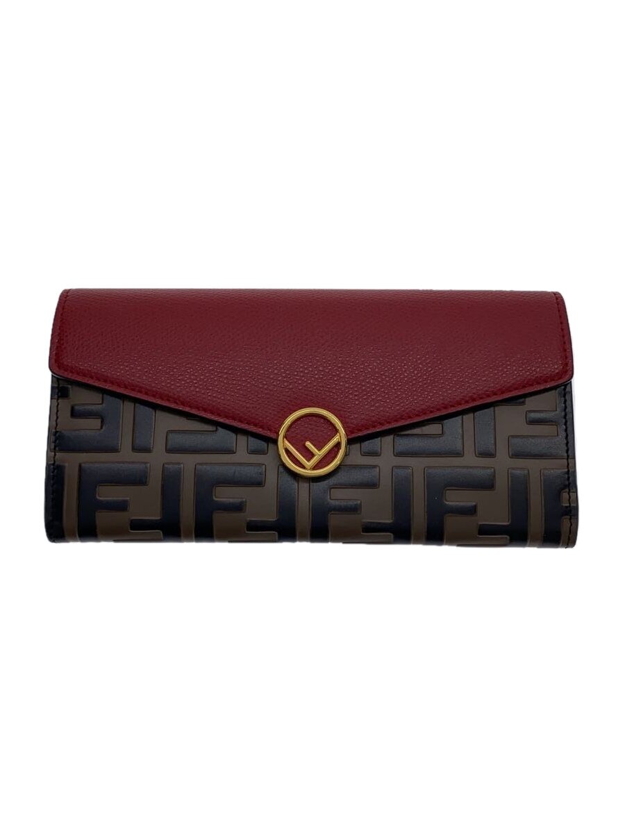 【中古】FENDI◆長財布/レザー/RED/ズッカ柄/型押し/レディース【服飾雑貨他】