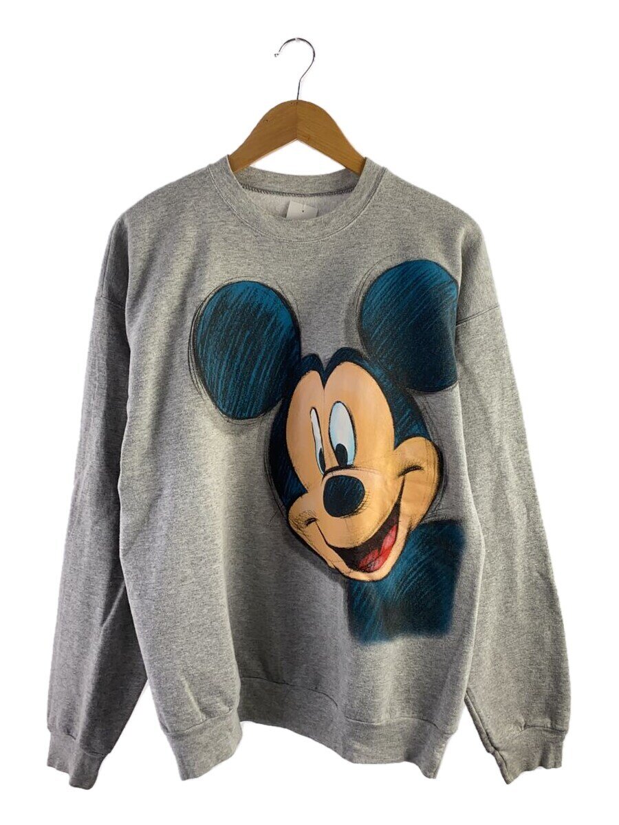 【中古】Hanes◆ヘインズ/DISNEY/ミッキー/スウェット/L/コットン/GRY/90s【メンズウェア】