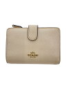 【中古】COACH◆ミディアム・コーナージップ・ウォレット/レザー/CRM/レディース【服飾雑貨他】