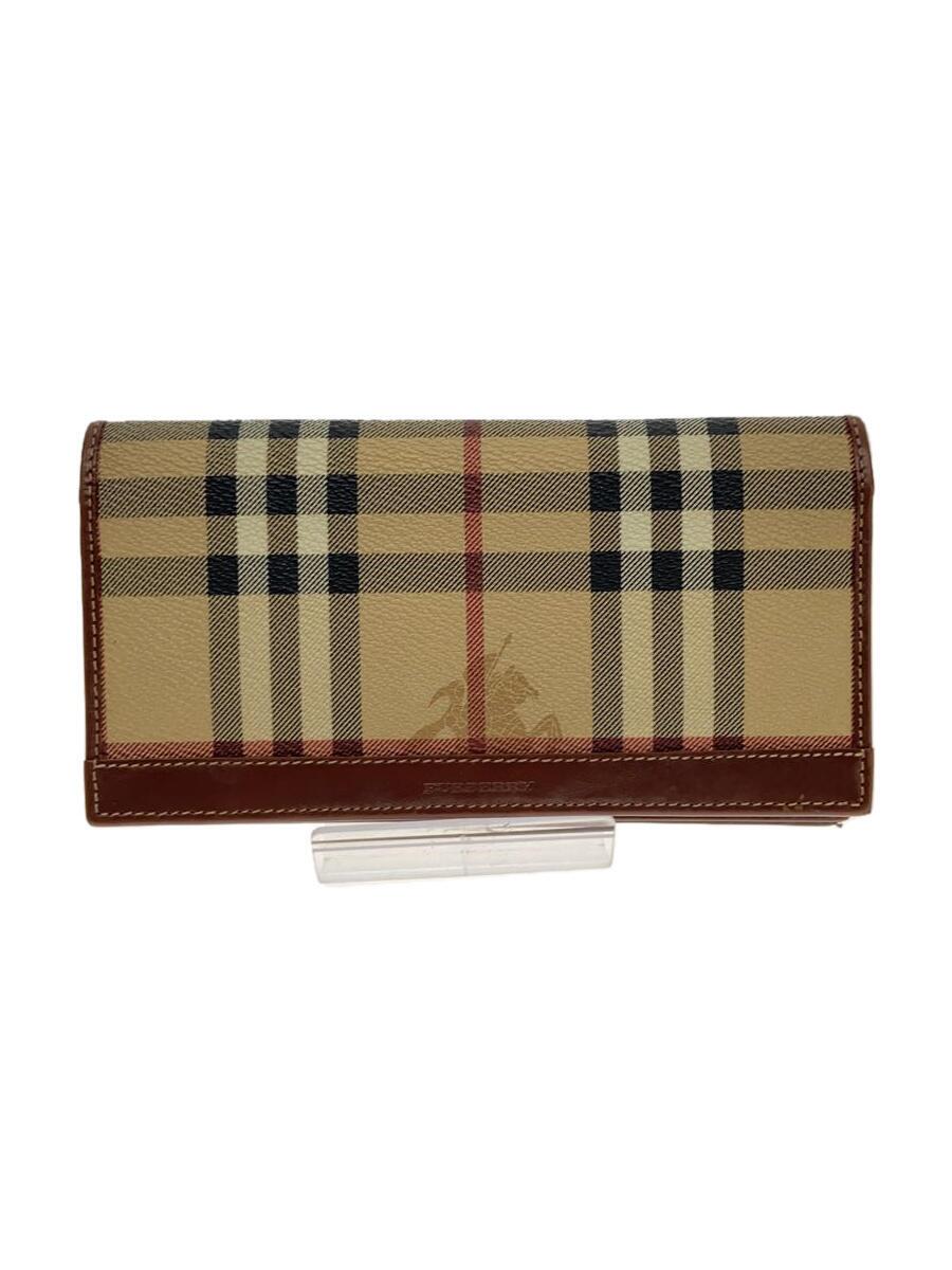 【中古】BURBERRY LONDON◆長財布/PVC/ベージュ/チェック/メンズ【服飾雑貨他】