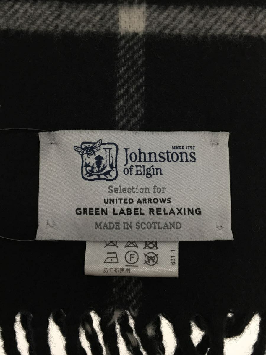 【中古】Johnston’s Of Elgin◆マフラー/ウール/BLK/チェック/メンズ/3136-343-0426【服飾雑貨他】 2