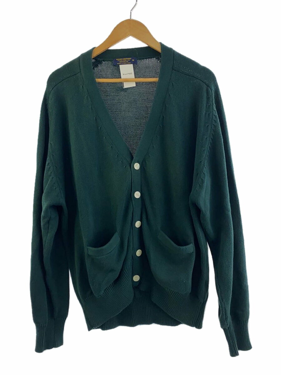 【中古】BROOKS BROTHERS◆80s/カーディガン(厚手)/42/コットン/GRN/無地【メンズウェア】