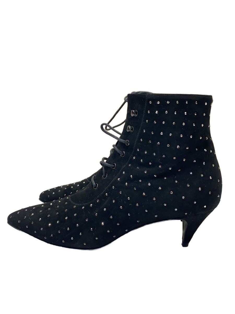 【中古】SAINT LAURENT◆ショートブーツ/38/BLK/コーデュロイ【シューズ】
