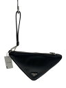 【中古】PRADA◆クラッチバッグ/レザー/BLK/1NE039/トライアングルクラッチバック【バッグ】