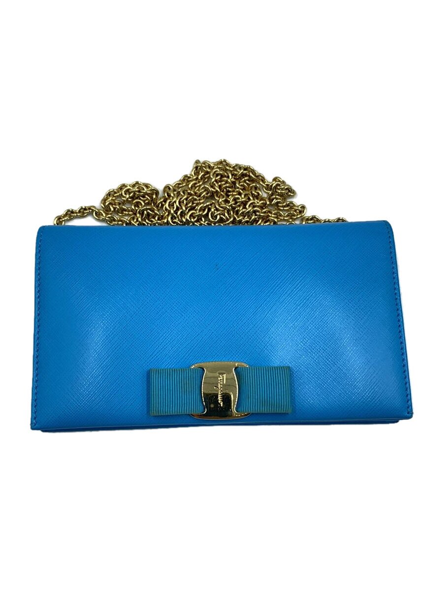 【中古】Salvatore Ferragamo◆長財布/レザー/BLU/無地/レディース/KM-22B850【服飾雑貨他】