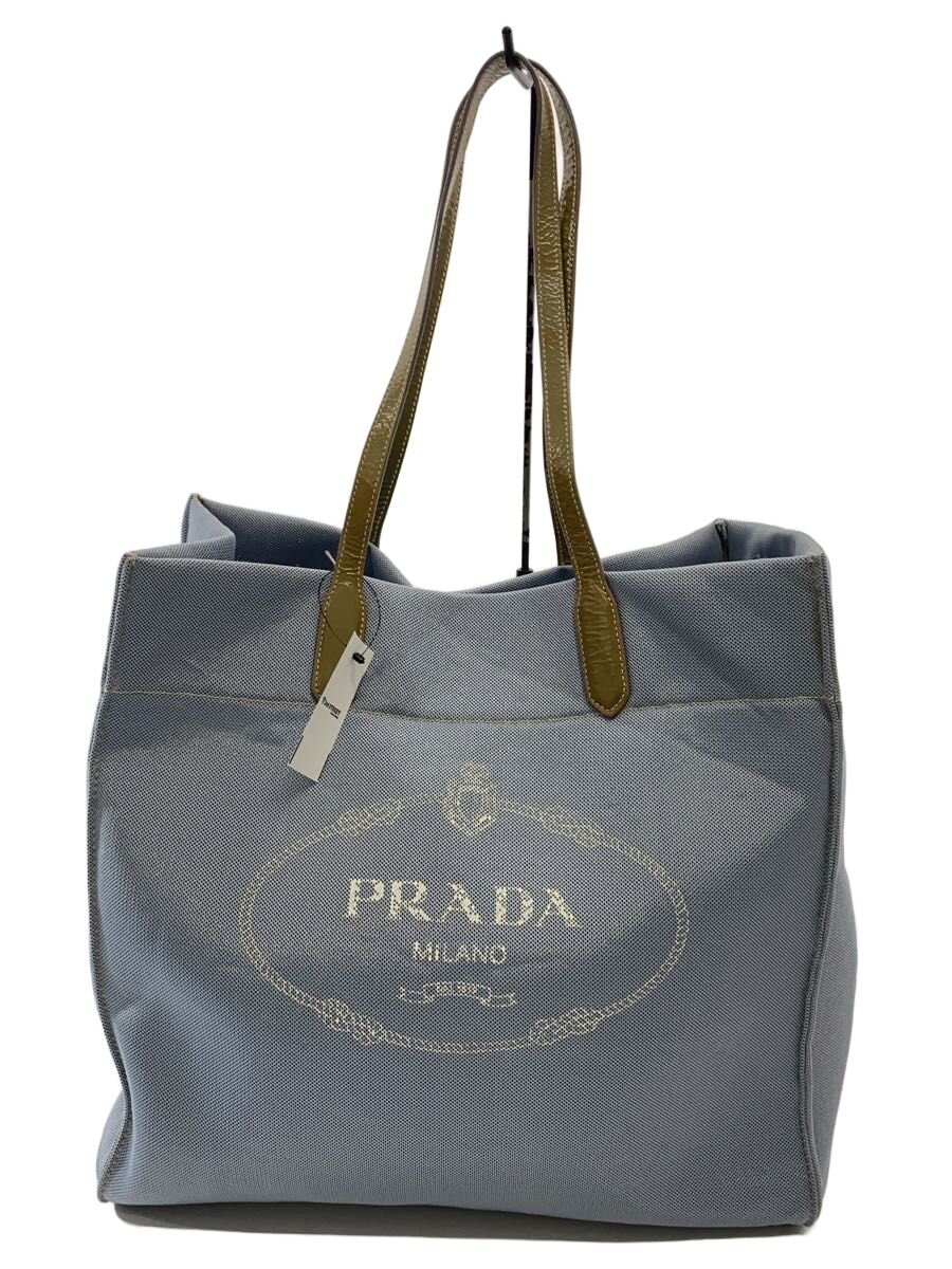 【中古】PRADA◆トートバッグ/--/BLU/無地//【バッグ】