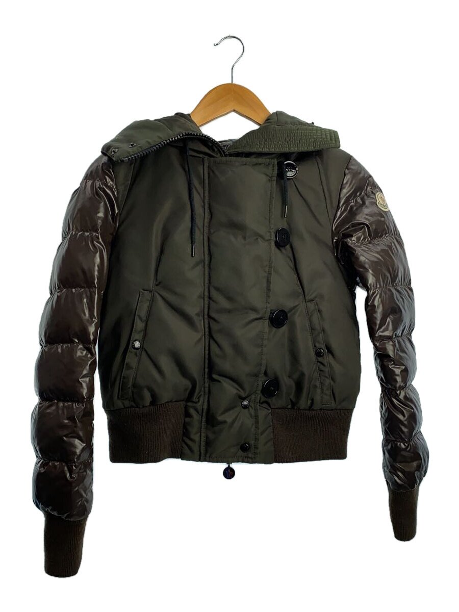 【中古】MONCLER◆ダウンジャケット/0/--/KHK/無地/ファー欠品【レディースウェア】の商品画像