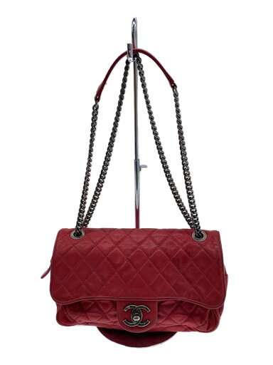 【中古】CHANEL◆ショルダーバッグ/レザー/RED/無地//【バッグ】 【中古】CHANEL◆ショルダーバッグ/レザー/RED/無地//【バッグ】