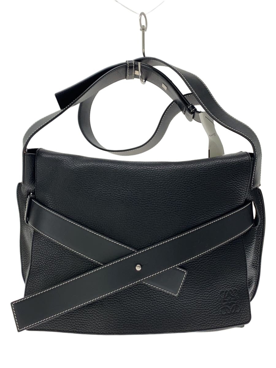 【中古】LOEWE◆ショルダーバッグ/レザー/ブラック【バッグ】