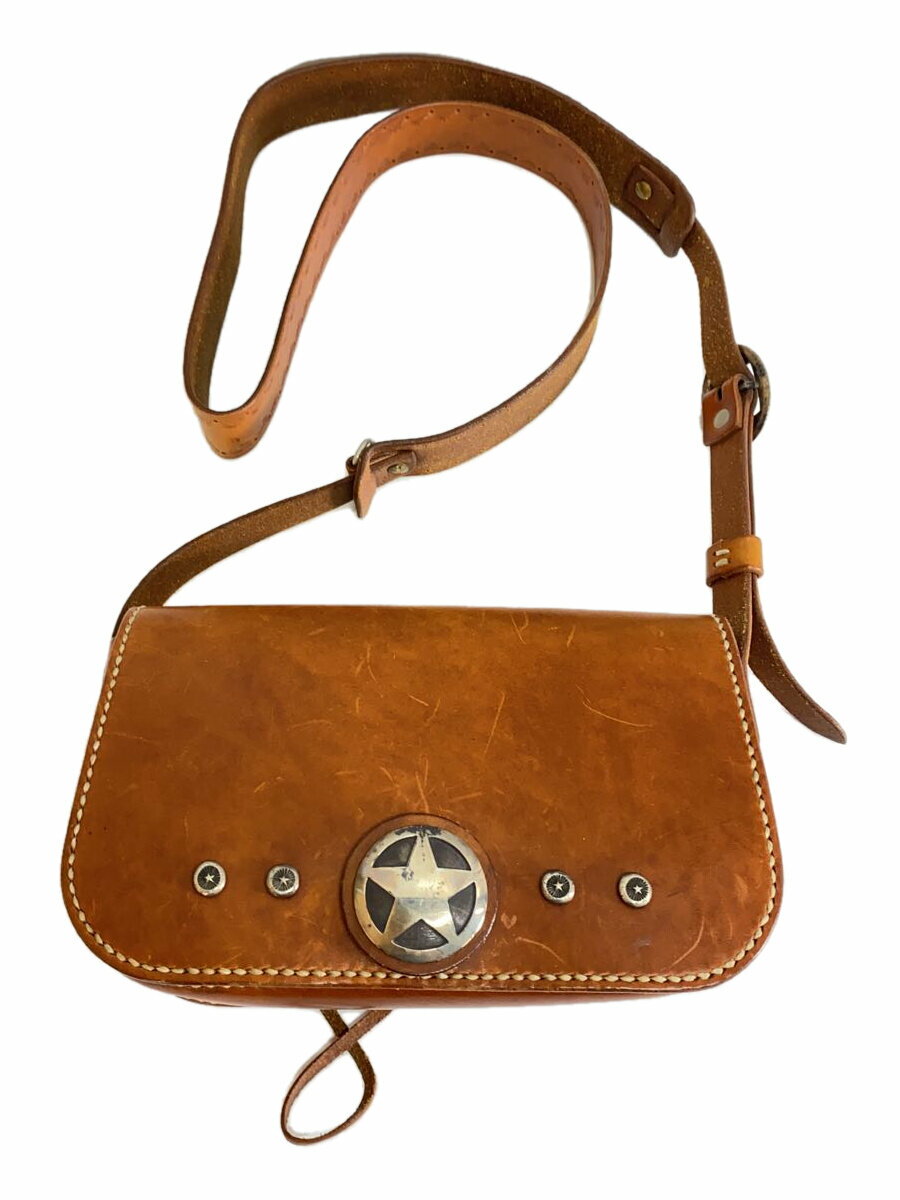 【中古】LUCKY JOHN◆ショルダーバッグ/レザー/BRW【バッグ】